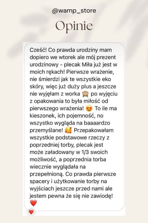 opinie plecak do wózka Mila wamp